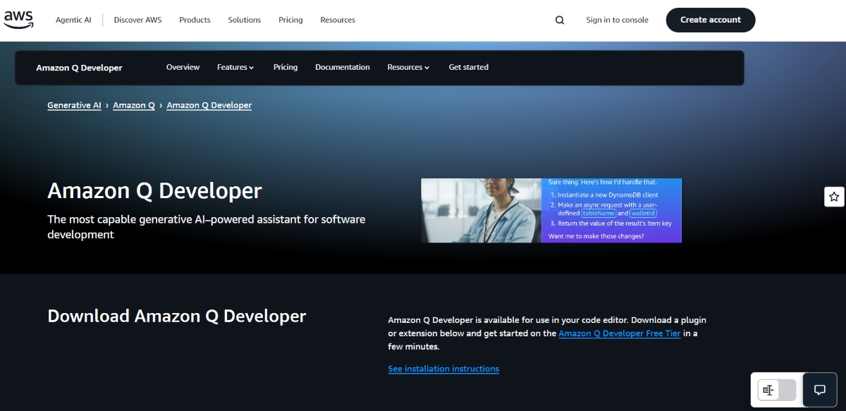 Amazon Q Developer — Best for AWS-heavy stacks