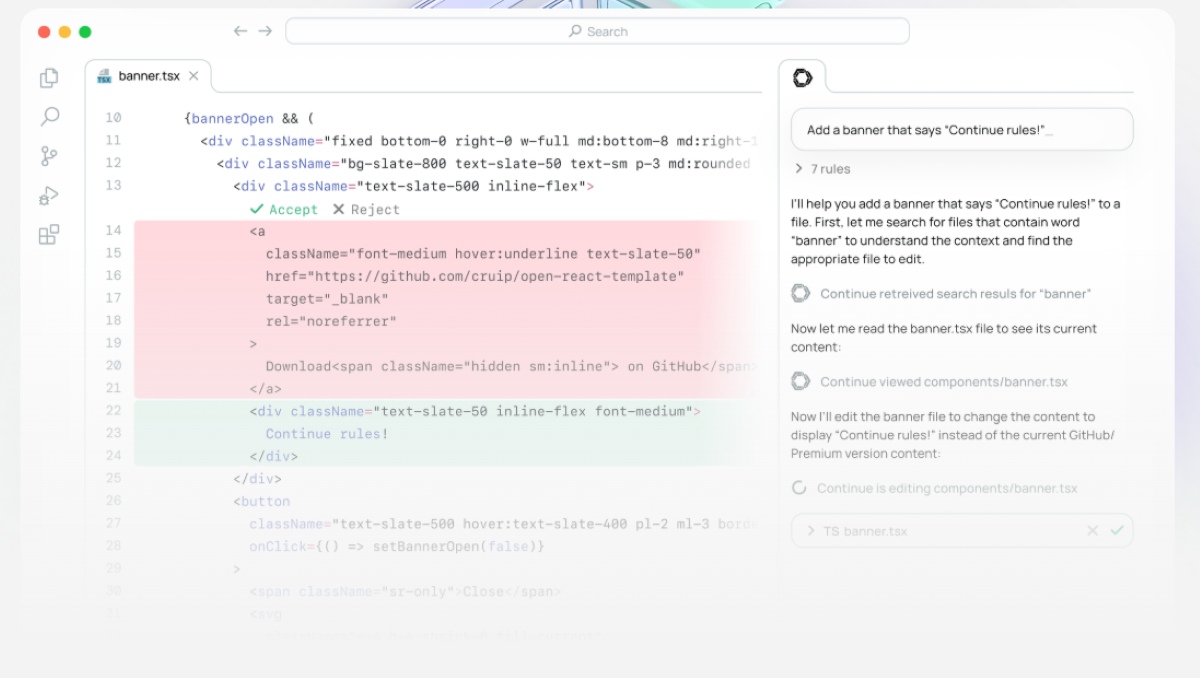 Continue (open source) — Best for “no lock-in” customization