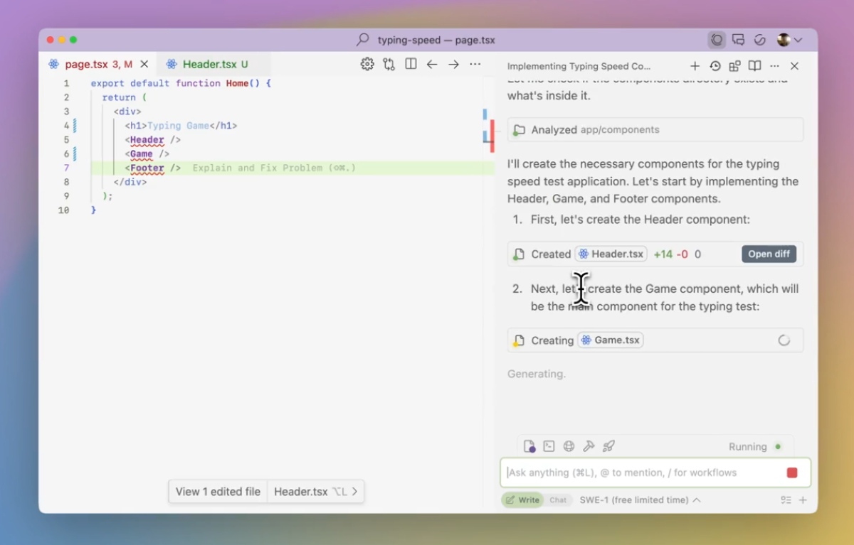 Windsurf (Codeium) — Best AI-native IDE experience