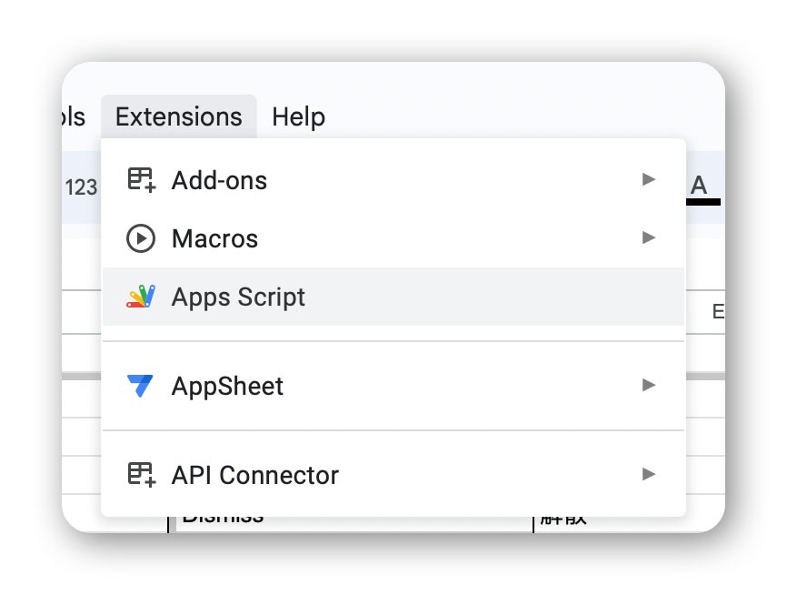 Access the Apps Scripts editor