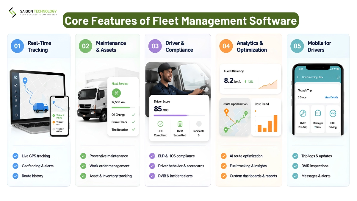 Core Features of Fleet Management Software Core Features of Fleet Management Software