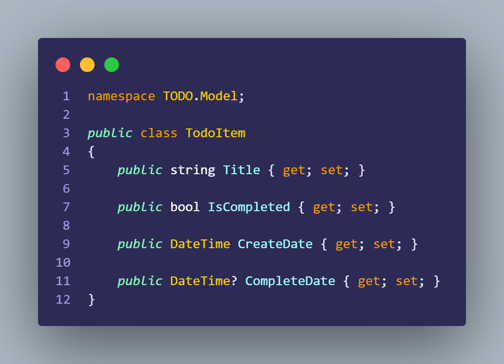 Figure 24. TodoItem model class