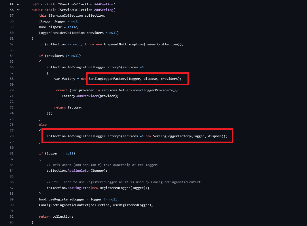 Figure 05: Serilog replace ILoggerFactory using their own implementation