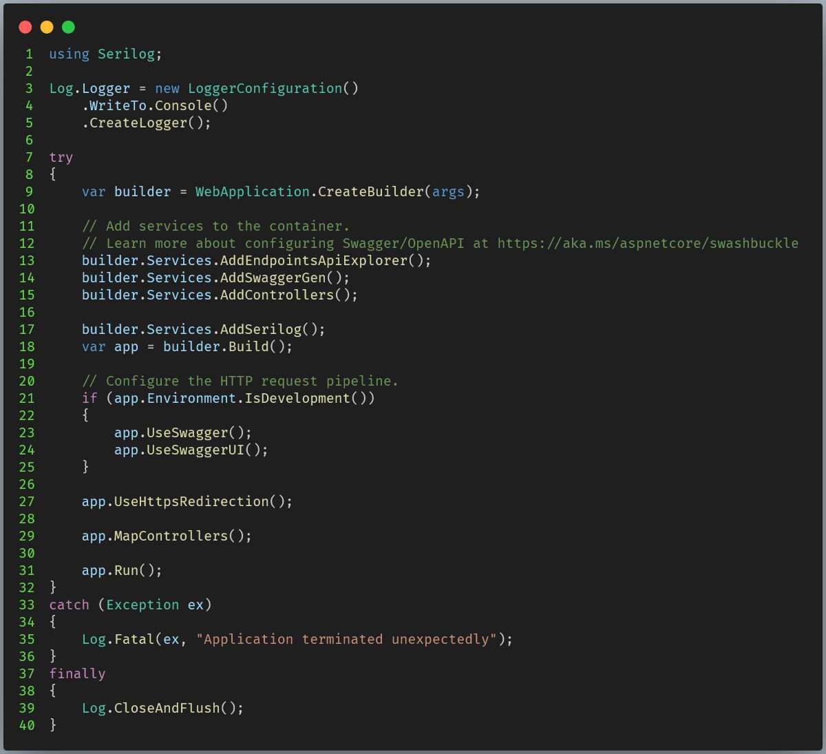 Figure 07: Serilog integration code change