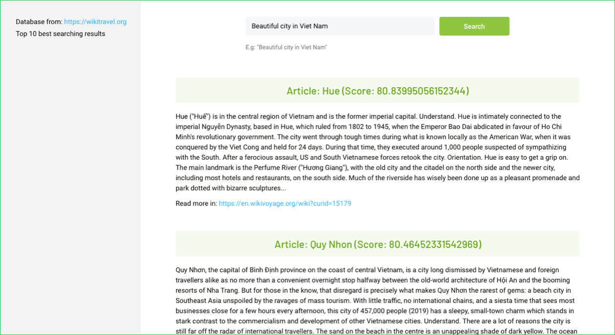 Semantic Search For Travel Place Document - demo
