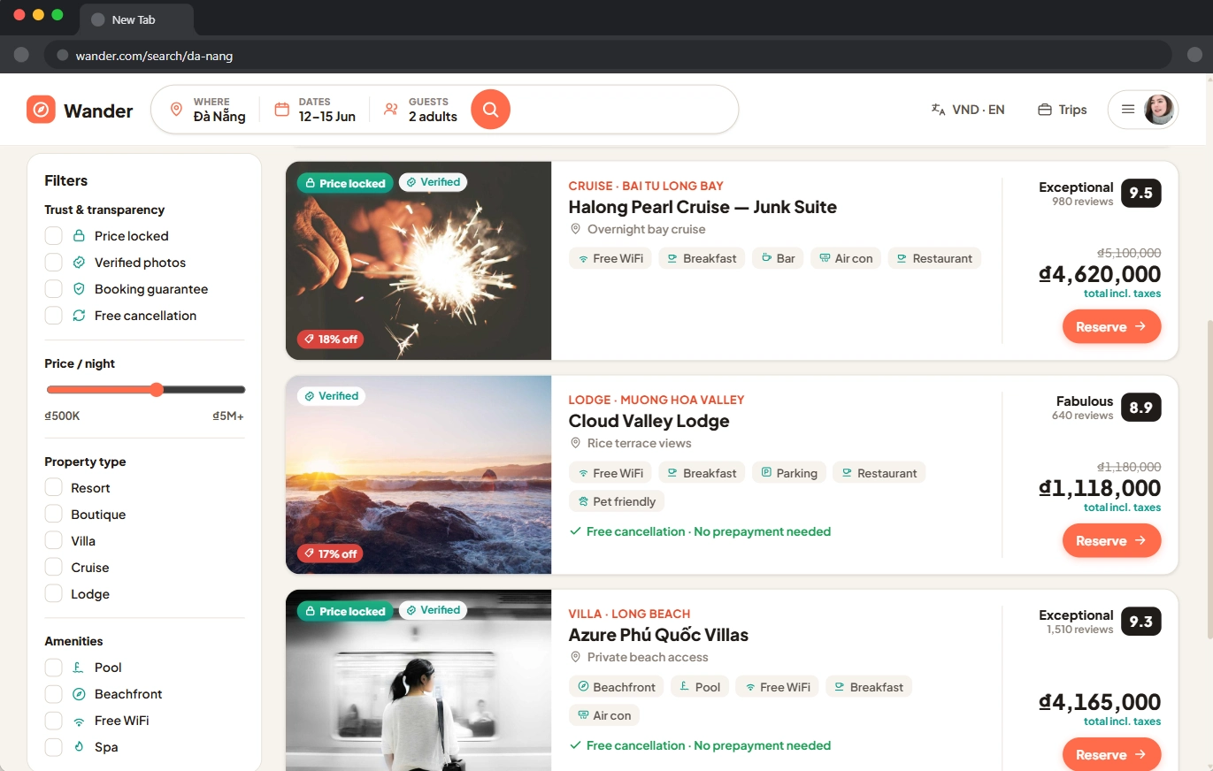 Wander: A Transparent-Pricing Tourism Booking Platform